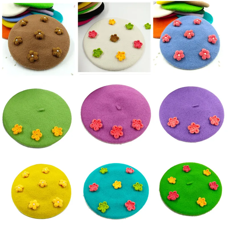 

Берет 2022 Новая женская шапка Осенняя шерстяная фетровая шапка художника шерстяная нить Цветочная Ретро Художественная шапка ручной работы...