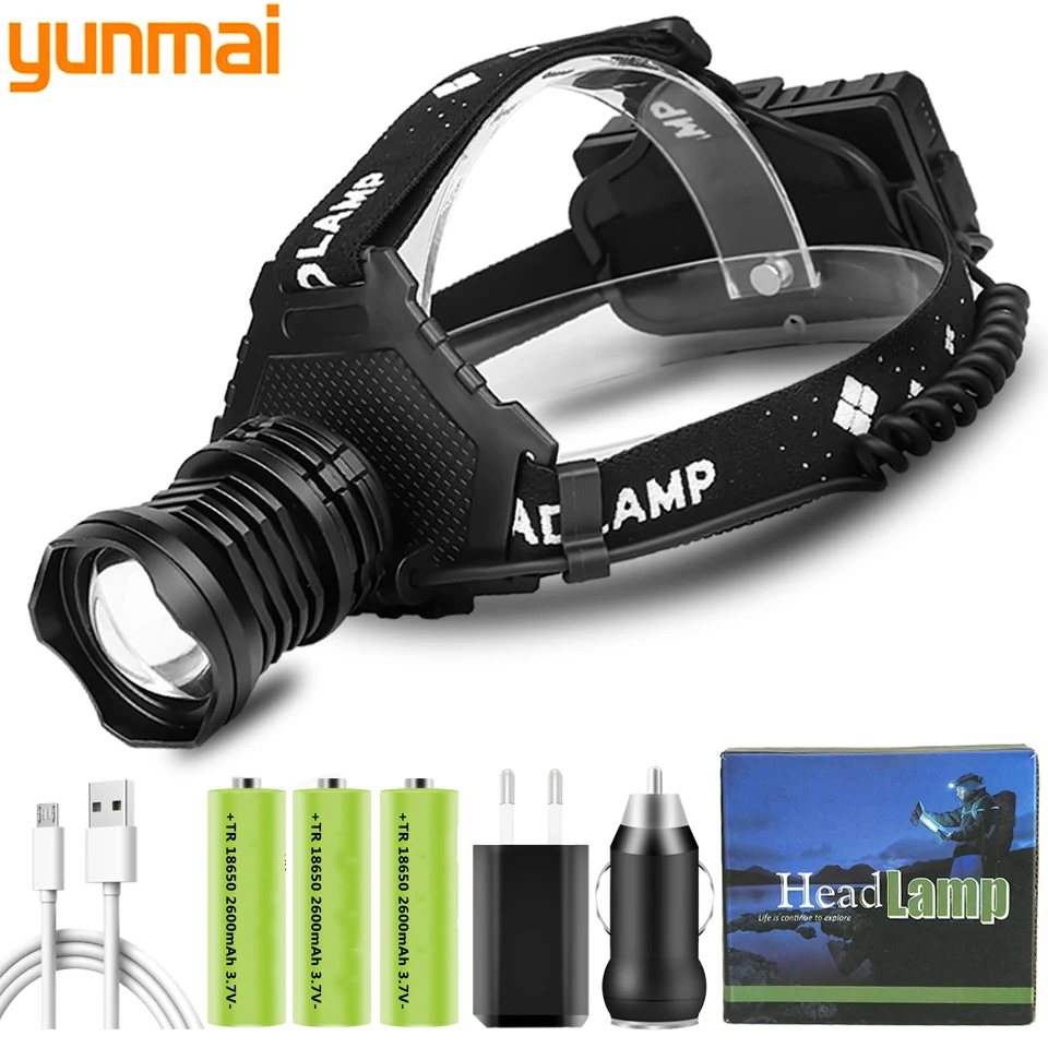 

The most Brightest XHP160 1,000,000LM Led Headlamp Powerbank Headlight Zoomable Head Flashlight Lamp for Camping