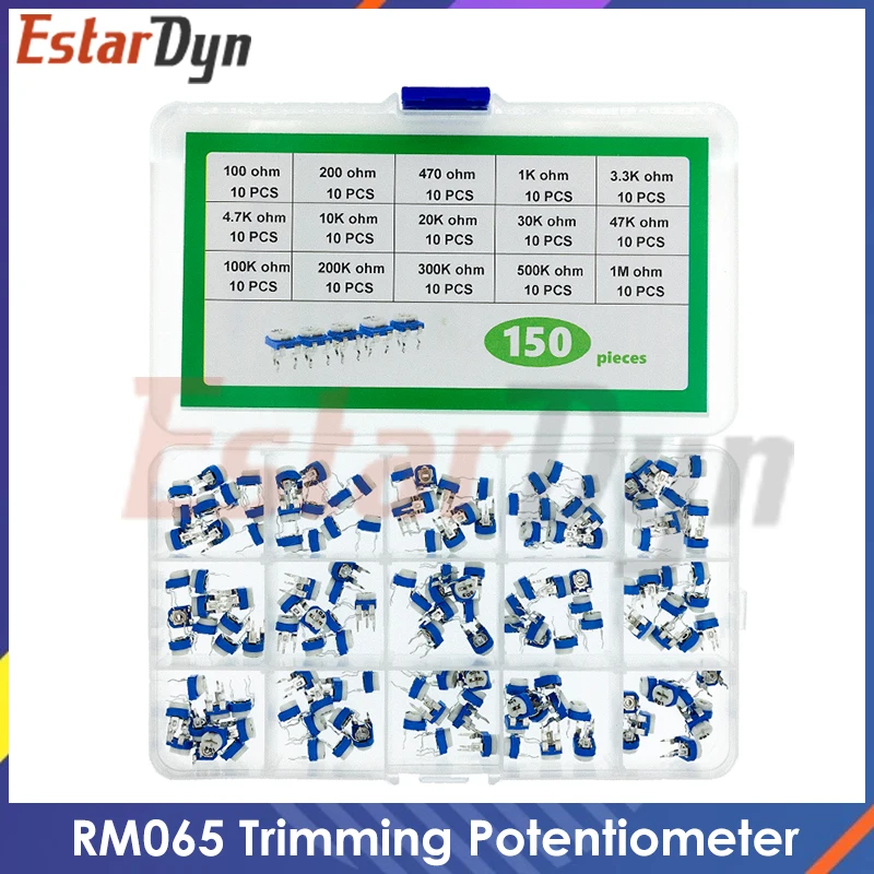 

150pcs/set RM065 Trimming Potentiometer Variable Resistors Assorted Kit Electronic Diy Kit 15 Values Each 10pcs with box