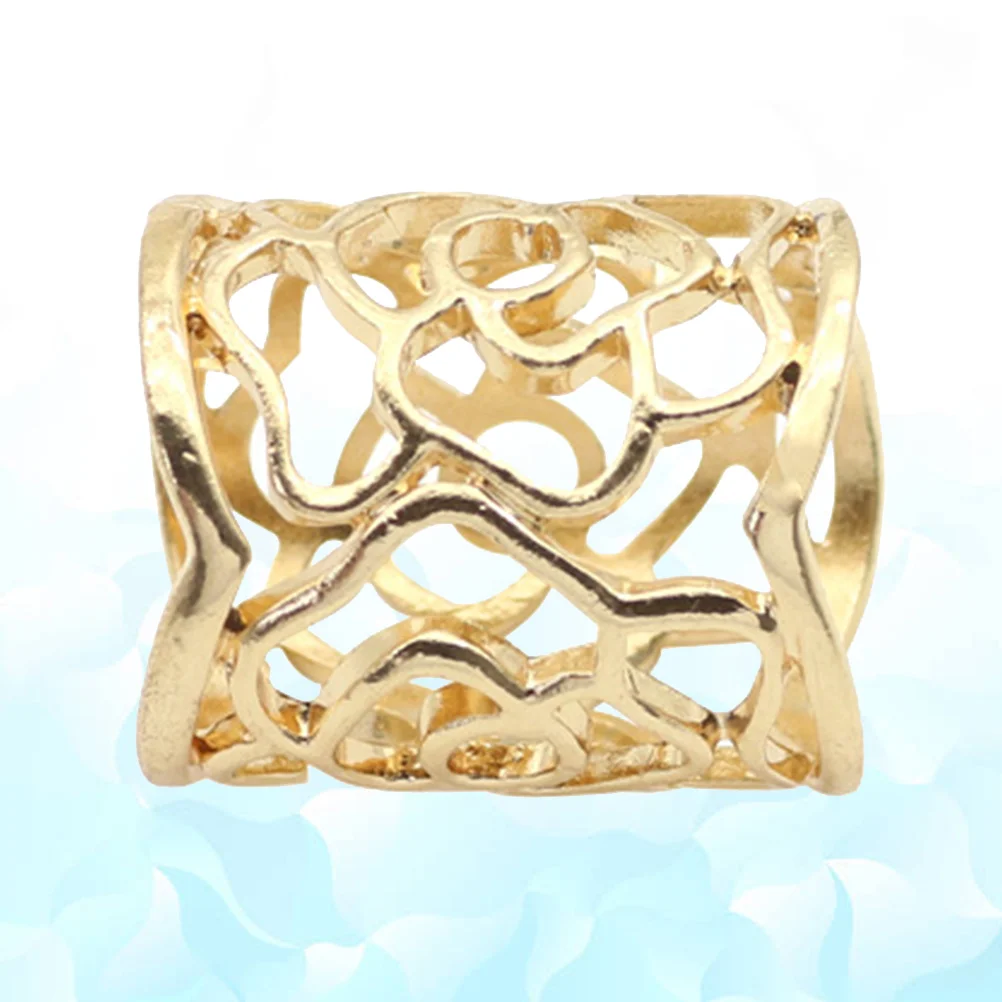 Gold Plated Hollow Out Silk Scarves The Ring Girl Scarf Buckle Filigree Tube Rose Slide Roses Man