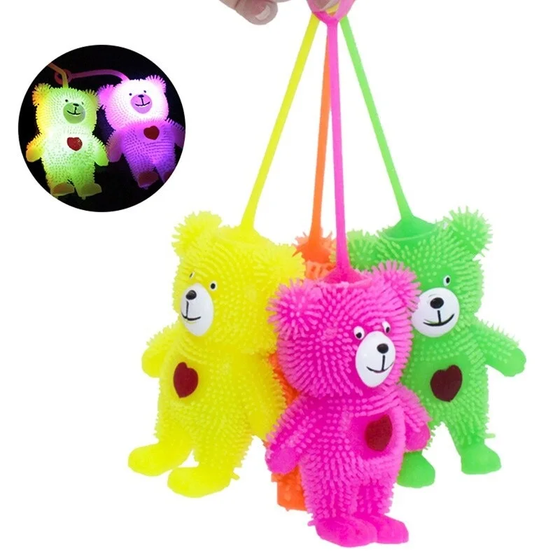 

Bear puffer ball Light Up Flashing Puffer Teddy Bear Squishy Sensory Toy