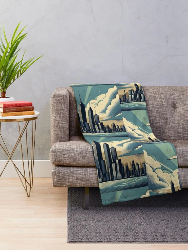 Dystopian City Поп-арт Стиль Плед Одеяла Для Немовлят Роскошные Дивана Тонкие