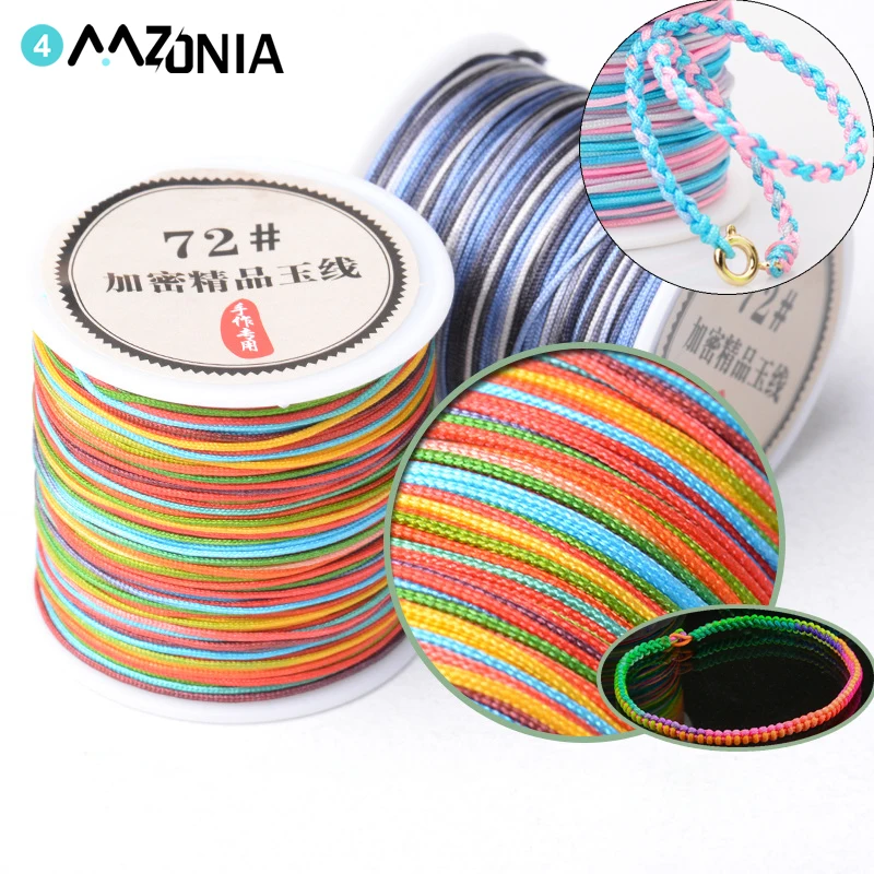 חוט ניילון באורך 50 מטרים לגליל, חוט מקרמה סיני לתפירת צמידים, חוט מתולתל לתפירת תליונים, חוט שמבלה