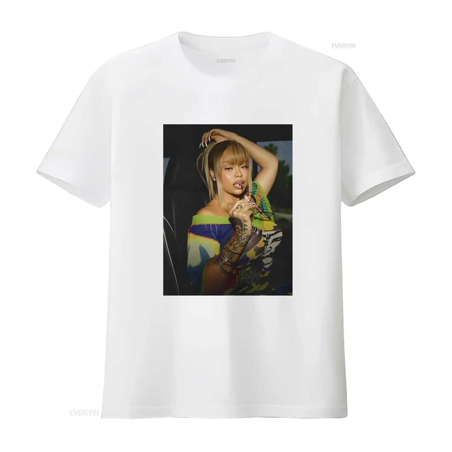 Фото Latto Pretty Up Close Футболка Big Ts винтажная стираная дизайнерская одежда с графическим рисунком Стильная эластичная дышащая повседневная уличная одежда №4