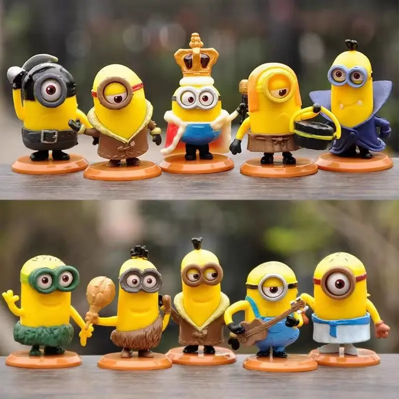 Новые милые мультяшные фигурки Миньонов (10 шт.набор) с 3D-глазами, классические игрушки-персонажи из мультфильма «Гадкий я», подарки на Рождество (art.: 3920d8eaa5ef2) - 3920d8eaa5ef2
