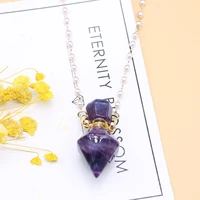 natural stone perfume bottle pendant necklace fluorite bottle long freshwater pearl bead chain for party birthday gift 15x35mm