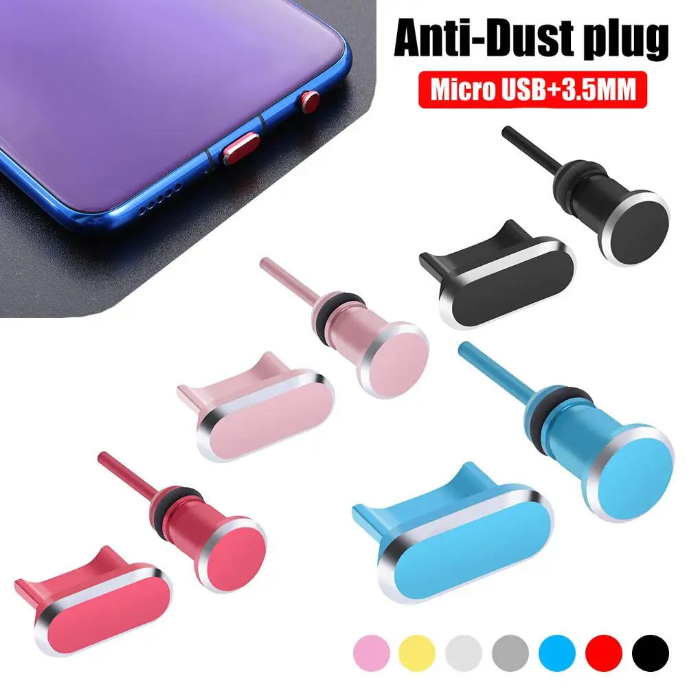 

Universal Retrieve Card Pin Earphone port Charging Port Cover for Android Phone Micro USB Metal Dust Plug 3.5mm jack
