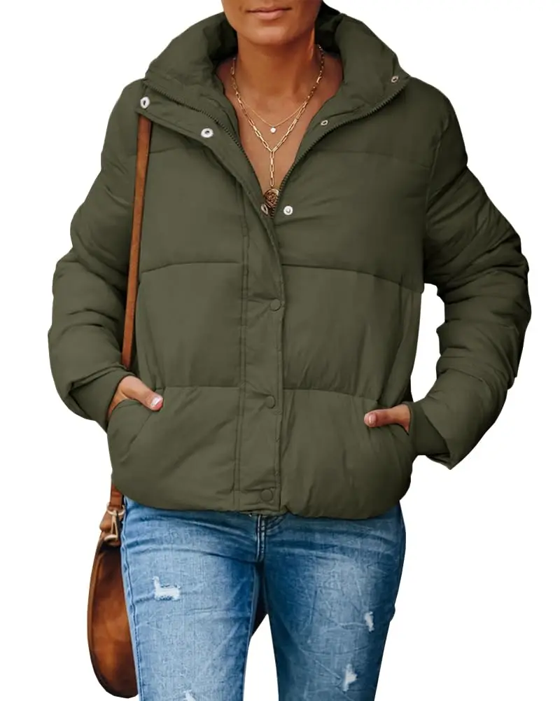 

Женская зимняя куртка-пуховик, легкие стеганые пальто с воротником-стойкой и длинным рукавом, приталенные пальто на молнии и пуговицах