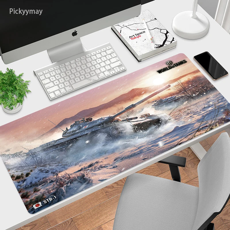

World Of Tanks Laptop Gamer Big Mousepad Gaming Rubber Mouse Pad Large Locking Edge Keyboard Desk Mats For Cs Go LOL 90x40cm