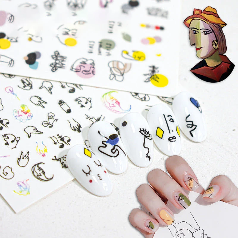 

1 шт. изображение граффити женский дизайн лица абстрактный Маникюр-наклейки для ногтей украшение ногтей Водные Наклейки Советы DIY Decoratia