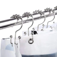 12pcsset stainless steel double sided shower curtain hook rollerball heavy duty multifunctional hook household bathroom supplie