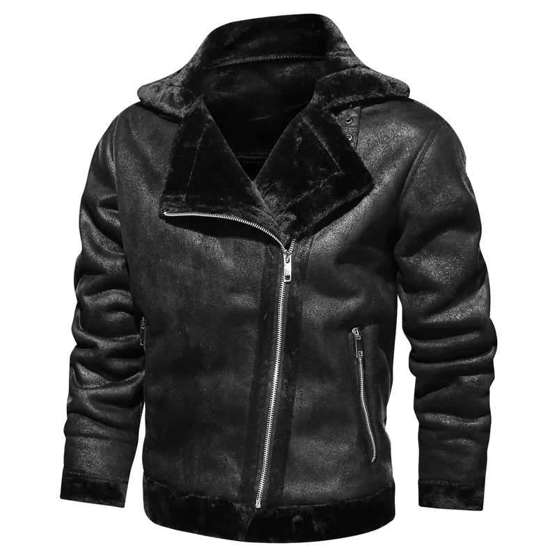 

2022 New Winter Motorcycle Jacket Motorcycle Leather Jacket Warm Plus Velvet Thick Retro Vintage Leisure Mens Leather