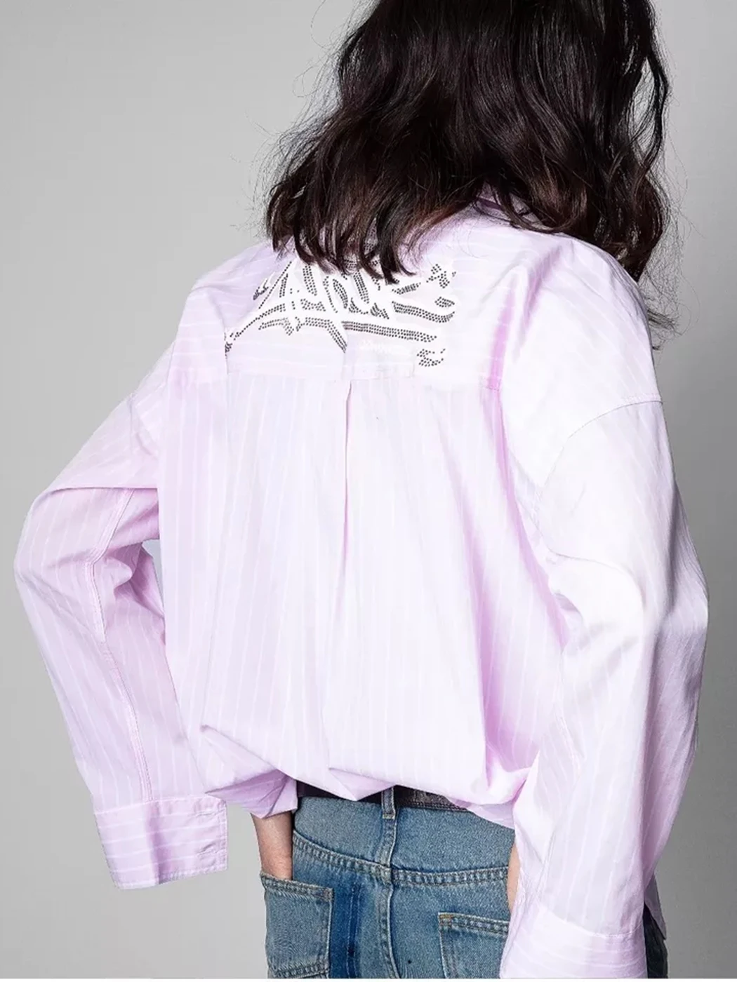 

Letter Print Striped Shirts Women Casual Top Spring Autumn Designer Long Sleeve Cotton All-match Blouse Fashion Hot Drill Blusa