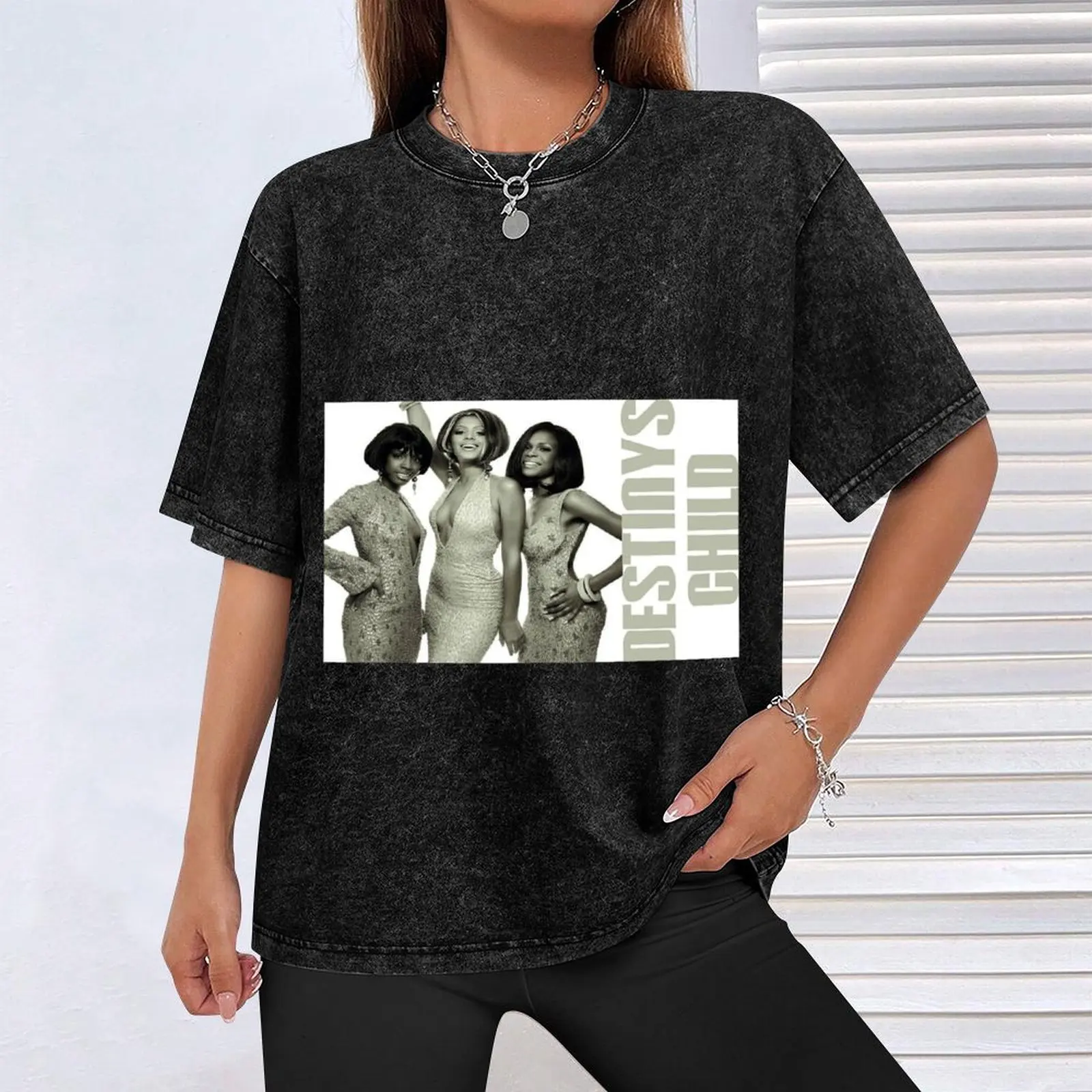 Фото Самая популярная американская женская группа Destiny's Child, самая продаваемая американская женская группа, любимая футболка с современным принтом, повседневная футболка. №4