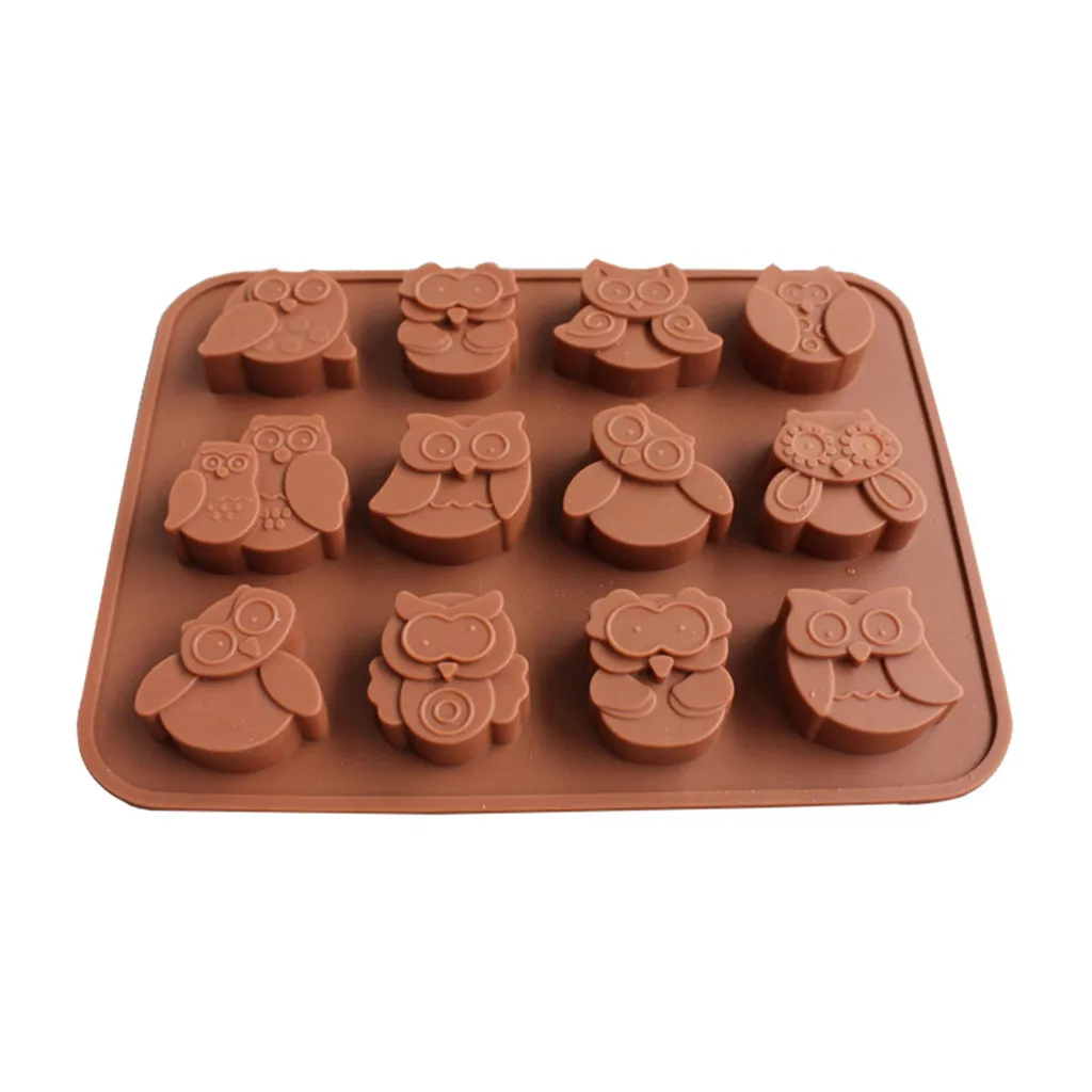 

12 Owls Shape Silicone Mold Cavity Fondant Candy Fondant Chocolate Kitchen Mould Accessories Chocolate Cookies Cake DIY Mold