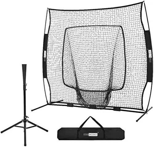 

x 7 Feet Baseball Backstop Softball Practice Net with Strike Zone Target and Carry Bag for Batting Hitting and Pitching