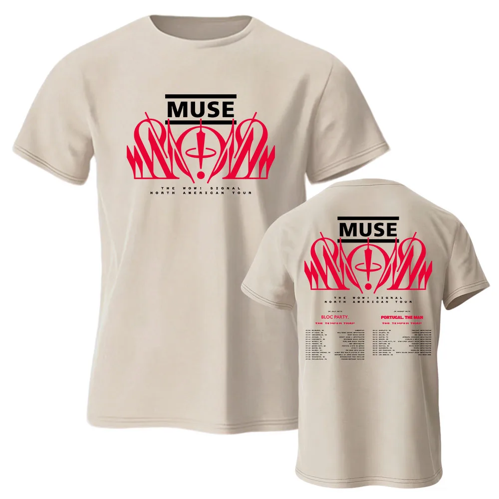 Фото Футболка MUSE для тура по Северной Америке The Wow! Футболки с дизайном альбома Signal, хлопковые летние мужские футболки с короткими рукавами, уличная одежда унисекс, топ №3