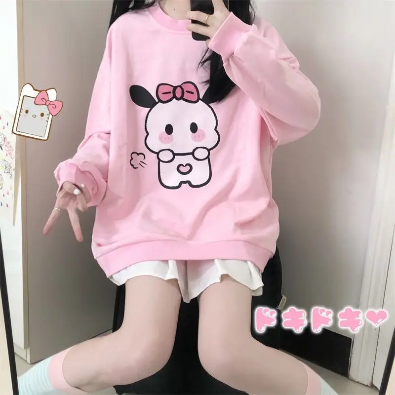 

Милый свитер Sanrio Kuromi аниме милый мультяшный розовый зимний свитер женский плюшевый плотный теплый Топ с длинным рукавом Рождественский под...