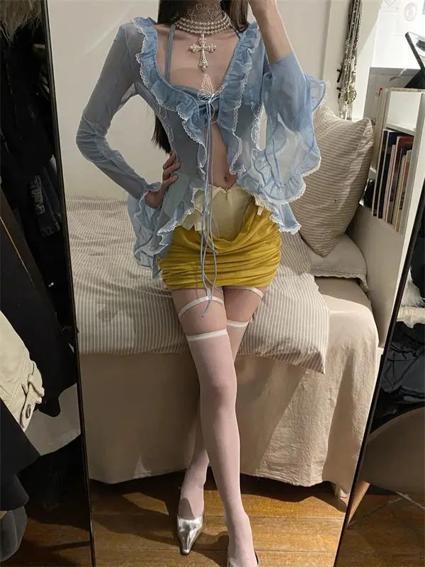 Дизайнерская Солнцезащитная рубашка с оборками новая летняя нишевая во