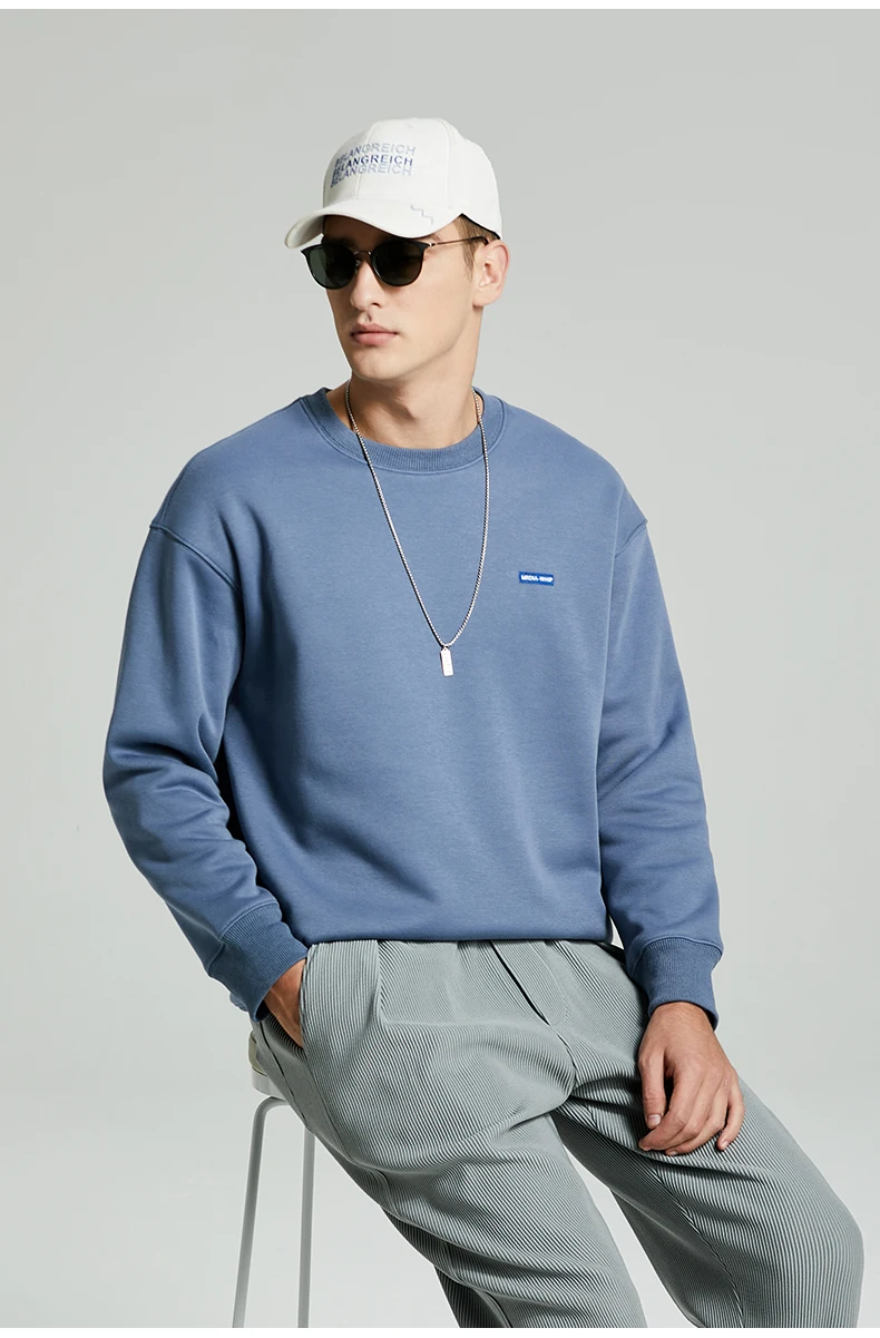 

0989 Trendy Simple Loose American Casual Boys Pullover Sweatshirt