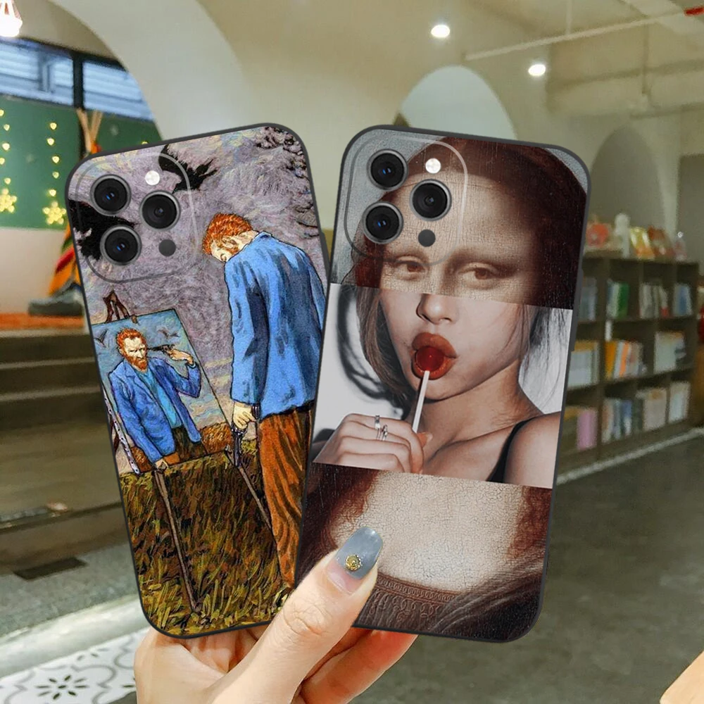 

Fashion Van Gogh Starry Sky Srt Soft Case For iPhone 12 11 Pro MAX 7 7 Plus 8 8 Plus 13 Pro Mini X XR XS MAX SE2 Mona Lisa Cover