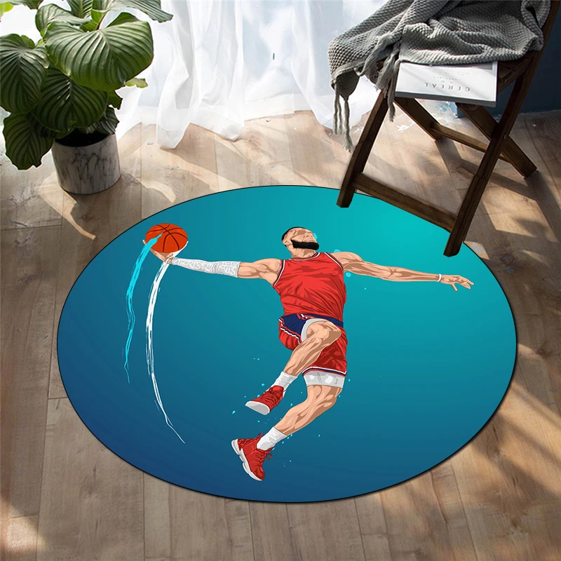 

Basketball Silhouette Round Carpet for Living Room for Children Floor Circle Rug Yoga Mat Bedroom Esports Chair Mat Dropshipping