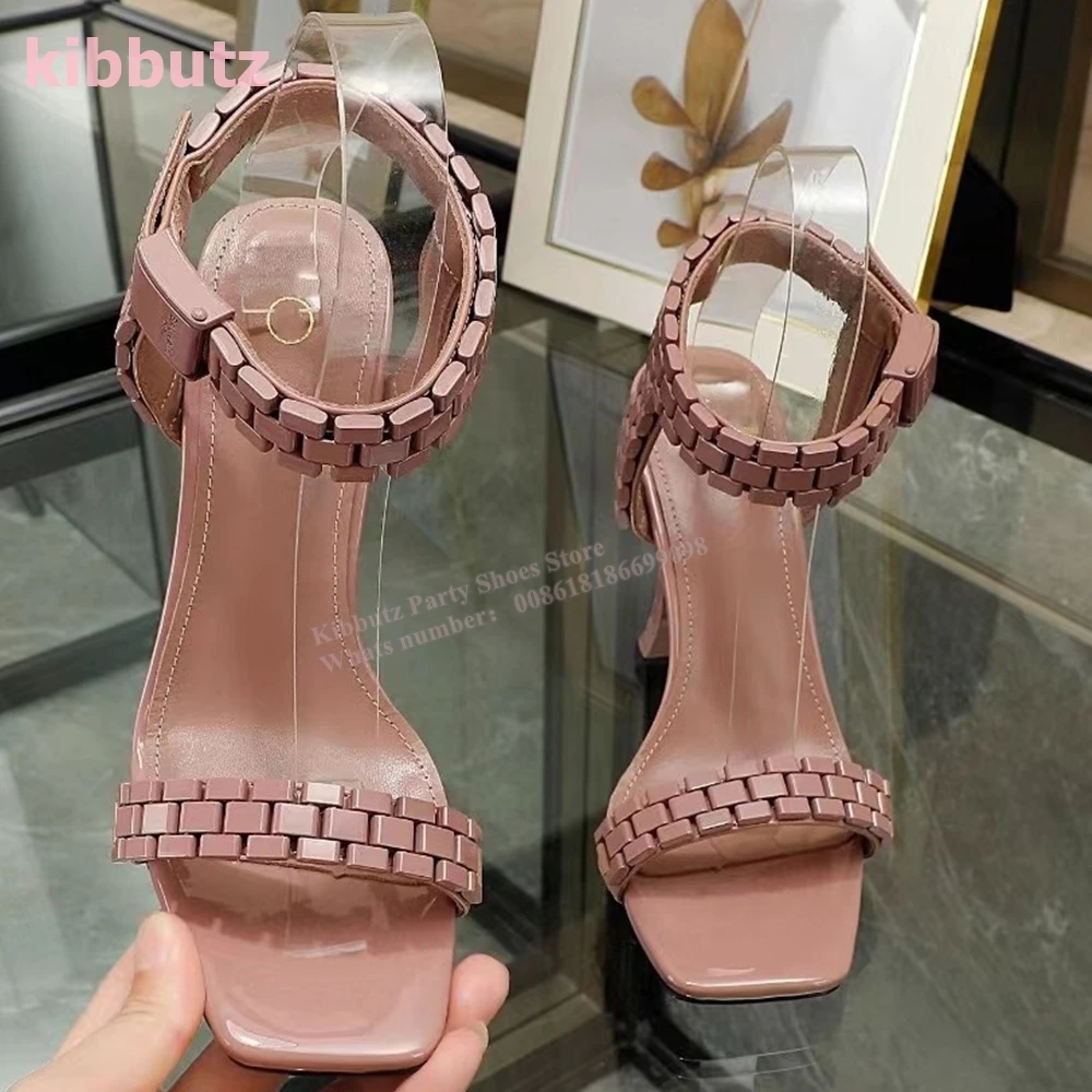 Металлические часы с цепочкой странные каблуки пряжка на лодыжке однотонная