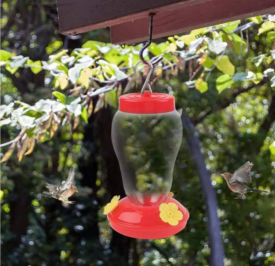 

Пластиковая поилка для птиц с железным крючком, для сада