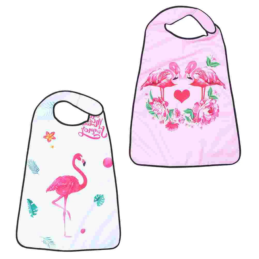 

2 Pcs White Aprons Adults Bib Eating Protector Dirty-resistant Elder Clothing Elderly