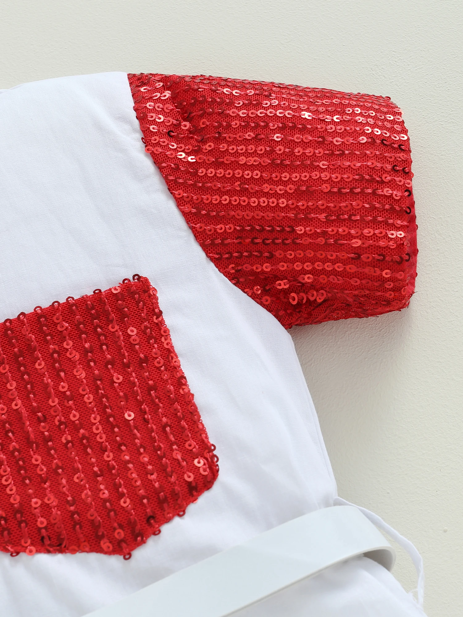 

Платье в стиле пэчворк с блестками для девочек, с отложным воротником и поясом-летняя повседневная одежда для принцесс