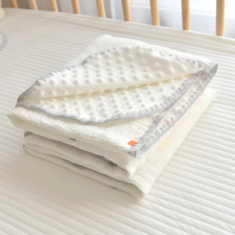 Infant Baby Blanket Cartoon Embroidery Cotton Beanes Velvet Newborn Sleeping Blanket Bedding Swaddle Wrap Baby Comfort Blanket