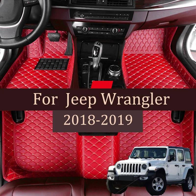 Купи Custom Made Leather Car Floor Mats For Jeep Wrangler FOUR DOOR 2018 2019 Interior Auto Carpets Rugs Foot Pads Accessories за 1,920 рублей в магазине AliExpress