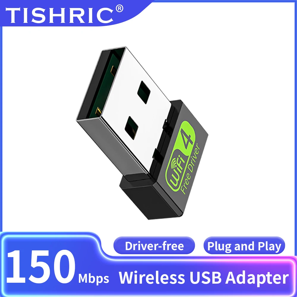 

Внешний мини Wi-Fi адаптер TISHRIC, 150 Мбит/с, беспроводная сетевая карта 802.11N USB2.0, USB Wi-Fi адаптер для настольного ноутбука