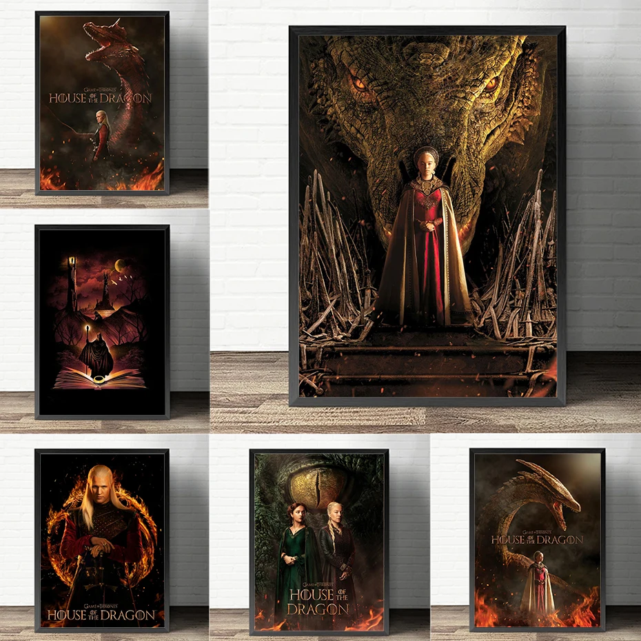 

Abstract Print Canvas Painting Classic Movie Characters Loong Totems Posters Flame Wall Art Pictures for Living Room Decoration