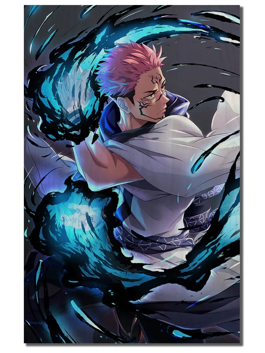 Картина интерьерная на дереве сосновая плита Аниме Магическая битва - 7435 В | Дом и