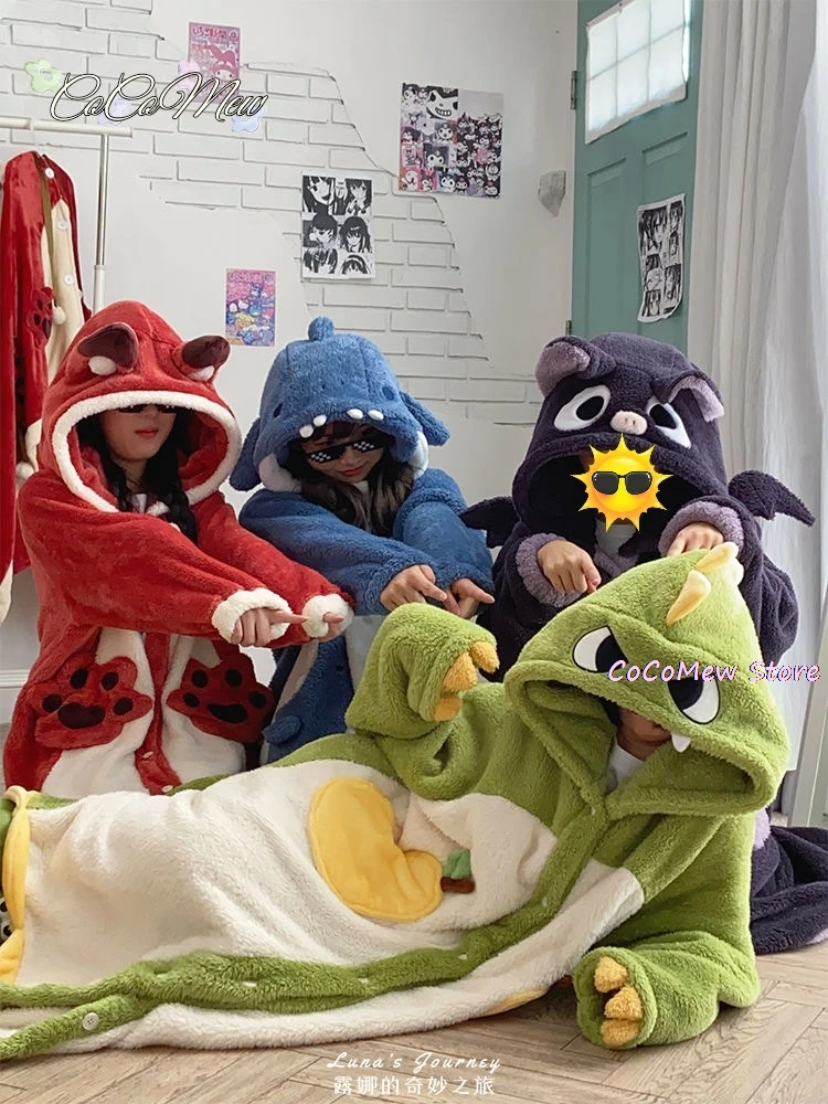 Женские комбинезоны фланелевой костюм для косплея динозавр панда лиса животное