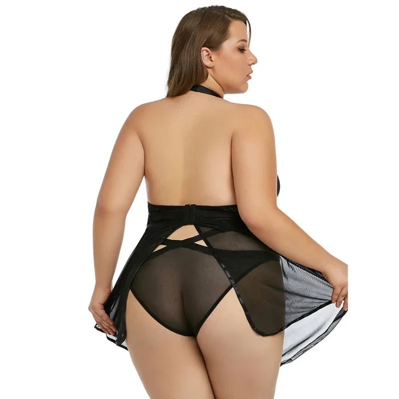 Сексуальная сетка с открытой спиной и высоким воротом домашняя одежда женские