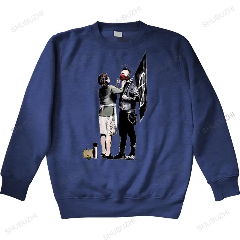 Homme хлопковая толстовка с капюшоном модная Maglietta Banksy граффити Anarchia Punk Kraz Shop