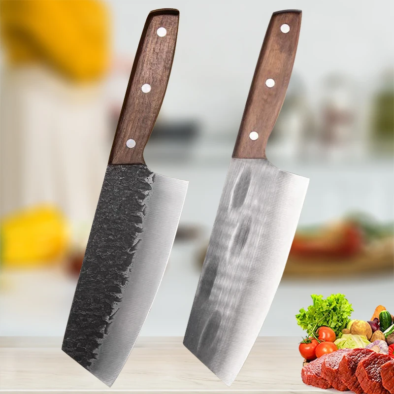 

Forged 5Cr15Mov Stainless Steel Kitchen Chef Knives Meat Fish Vegetables Sliced Professional Chinese Butcher Cleaver Knife Set