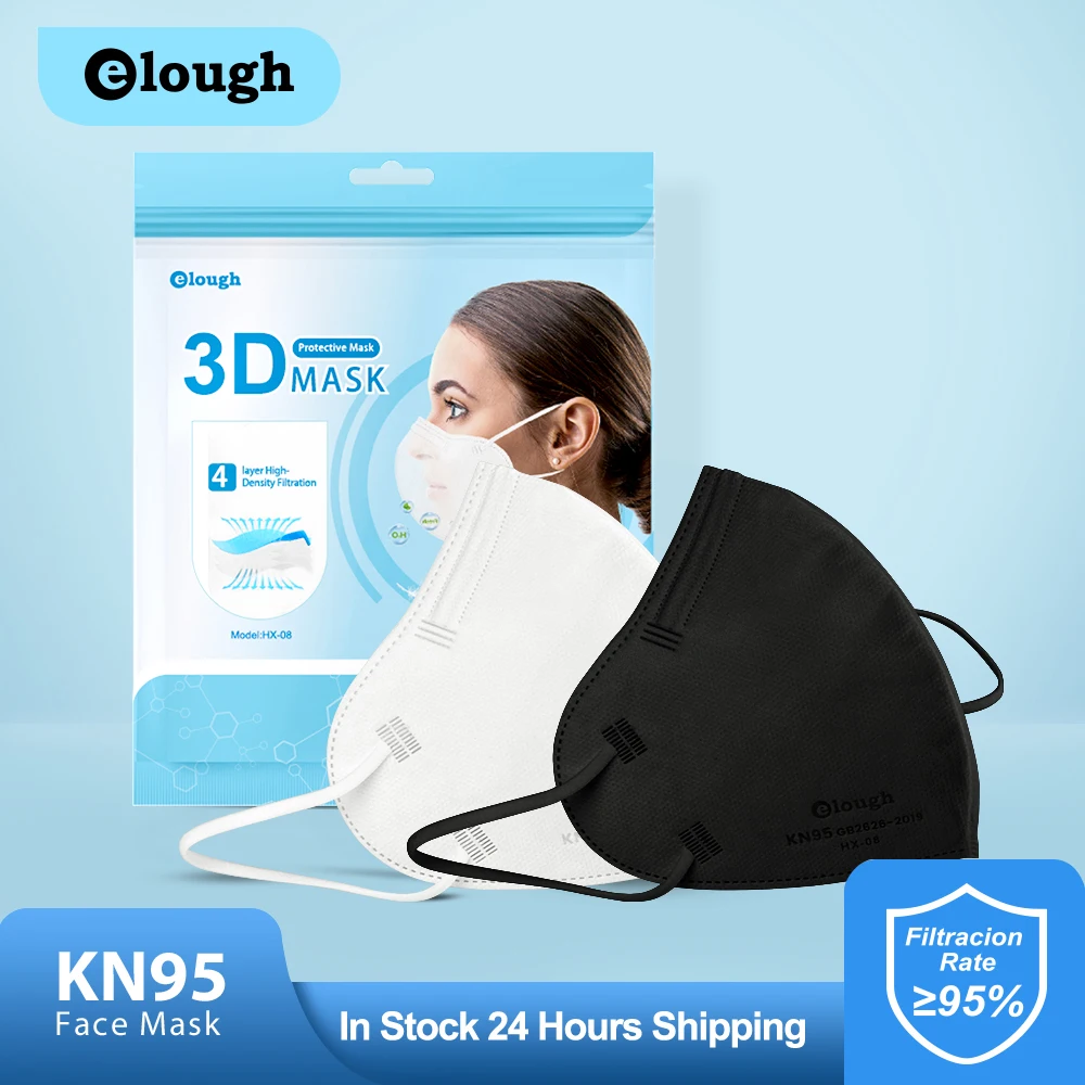 

Elough 200PCS KN95 Masks FFP2 Mascarillas Black And White Mask Reusable FFP2MASK 4 Layers FPP2 CE Masque 3D Face Mask Protective