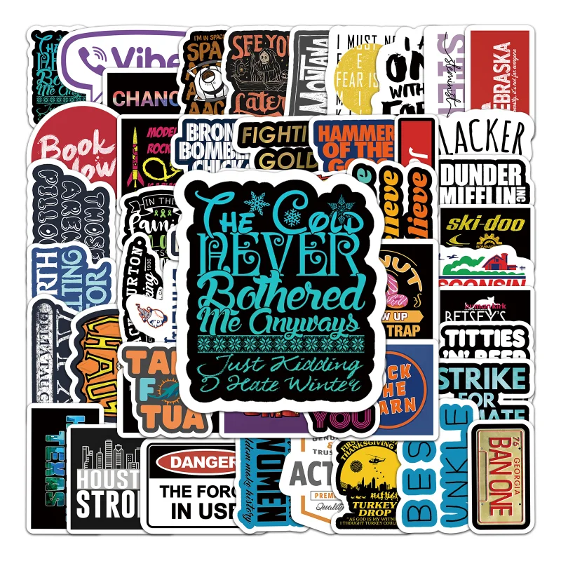 

10/27/54pcs English Phrases Words Stickers Graffiti for Room Decor Fridge Guitar Laptop Phone Case Travel Luggage Skateboard