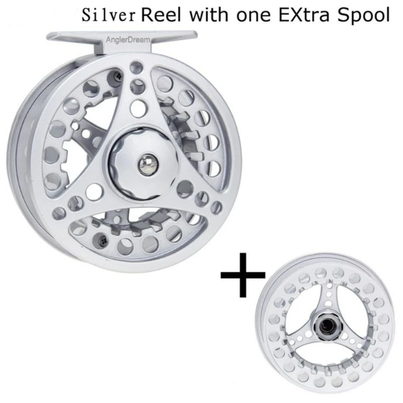 1/2 3/4 5/6 7/8 WT Fly Fishing Reel Large Arbor Sliver Aluminum Fly Reel extra spool