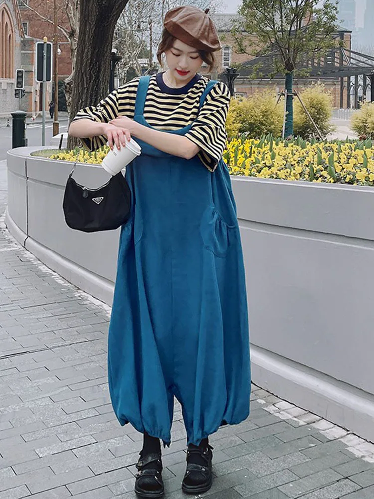 [EWQ] Модный милый и удобный Свободный комбинезон с широкими штанинами Женские