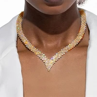 luxury crystal bridal lozenge shape choker necklace wedding jewelry for women shiny rhinestone geometric collar choker necklace
