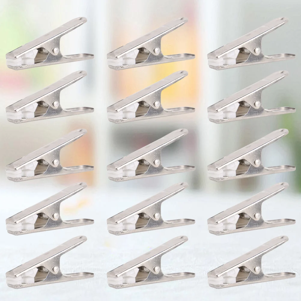 

24 Pcs Stainless Steel Clothes Clip Multifunctional Hanger Clip Clothing Clip Clothes Hanging Clip (Stainless Steel+White Piece)