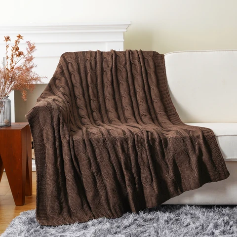 Battilo текстурированное вязаное одеяло, однотонное мягкое искусственное одеяло для дивана, клетчатой кровати, декоративное одеяло