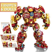 new 1450pcs 6 dolls marvels avengers hulkbuster super heroes iron man war machine robot figures building blocks bricks kids toys