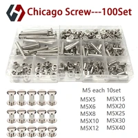 60100 sets carbon steel nickel plated chicago plywood screws set for album menu diy leather craft assortment kit nuts and bolts