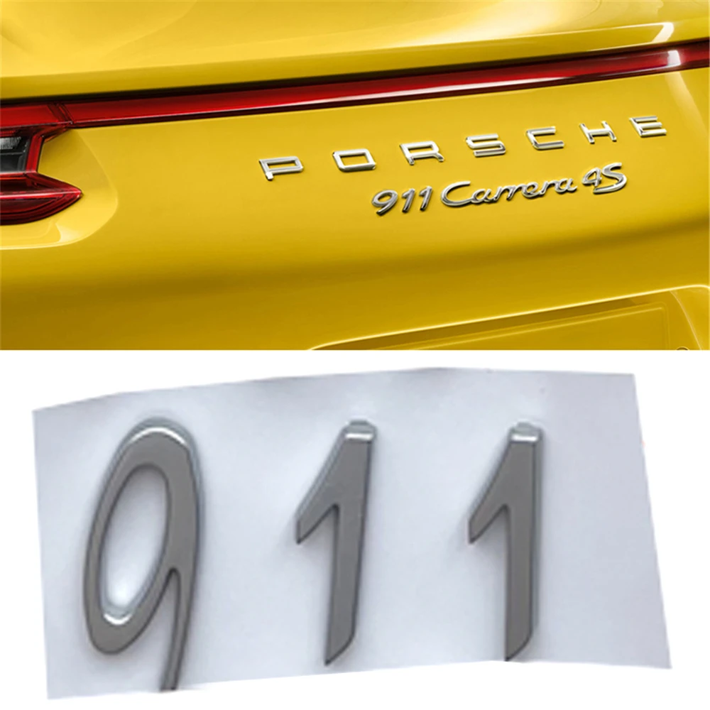 

Rear Badge Emblem For 911 Letters Matte Silver Tailgate Trunk Look Deck lid Decoration decal