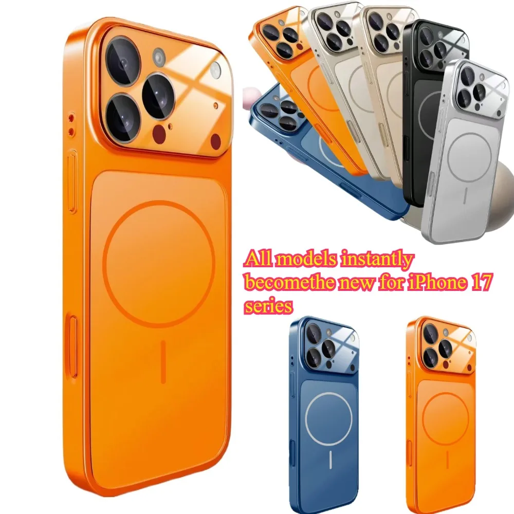 Étui d'origine en verre Nano mat pour iPhone 17 Pro Max Air 16 15 14 13 12 11 17 Pro, armure de chargement sans fil magnétique Magsafe Funda